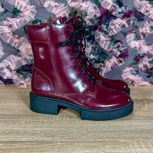COACH ‘Leighton’ Lace-up Combat Boots in Burgundy